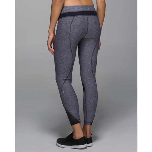 Lululemon Inspire Tight II Heathered Blue Navel Mesh Insert Leggings SZ 2 - Picture 3 of 15